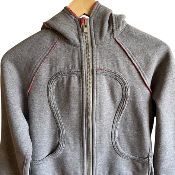Lululemon Scuba Hoodie Size 4 Grey Pink Factory Distressed - Picture 4 of 16